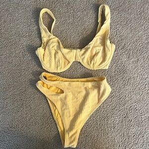 Yellow Ribbed Bikini Set